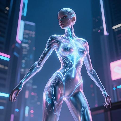 Futuristic Cyberpunk AI Hourglass Body