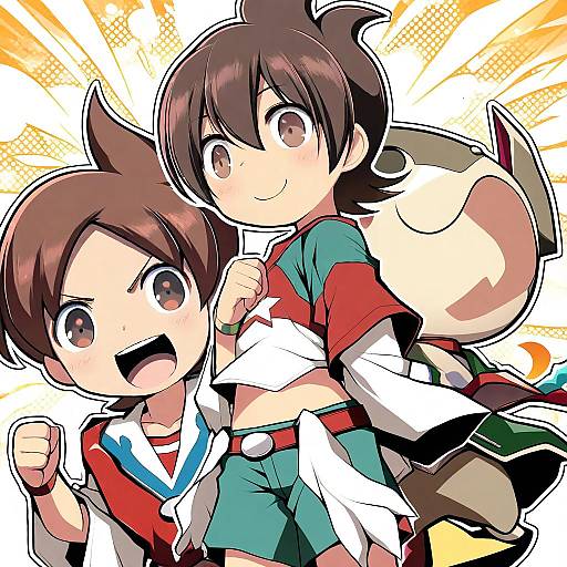 Illustration of Amano keita, youkai watch in the style of Kuromayu