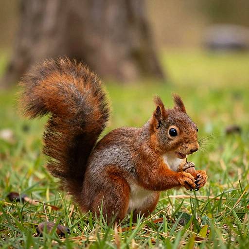 Sunlit Playful Red Squirrel Portrait