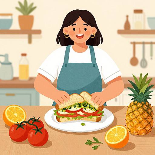 Vibrant Culinary Scene Illustration