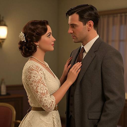 Vintage 3D Romantic Retro Scene