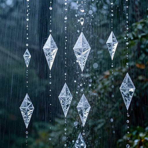 Shimmering Rain Pyramids in Forest