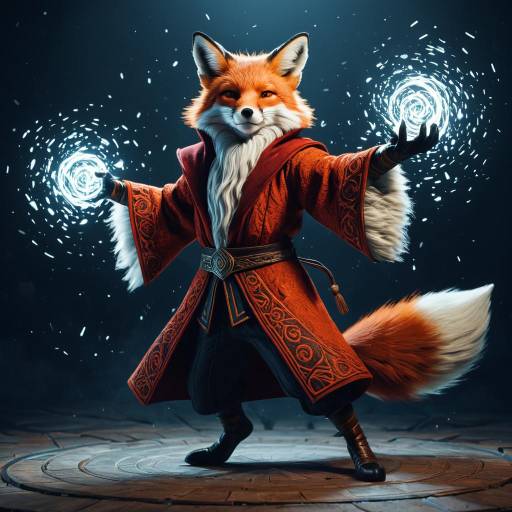 Anthropomorphic Fox Mage Casting Magic