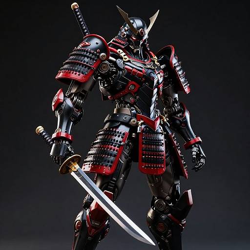 Mechanical Samurai in Dark Armor