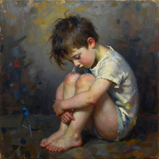 Avant-Garde Oil Painting of Child