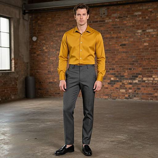 Confident Man in Retro Bowling Shirt