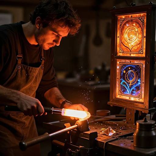 Blacksmith Forging Enchanted Glass