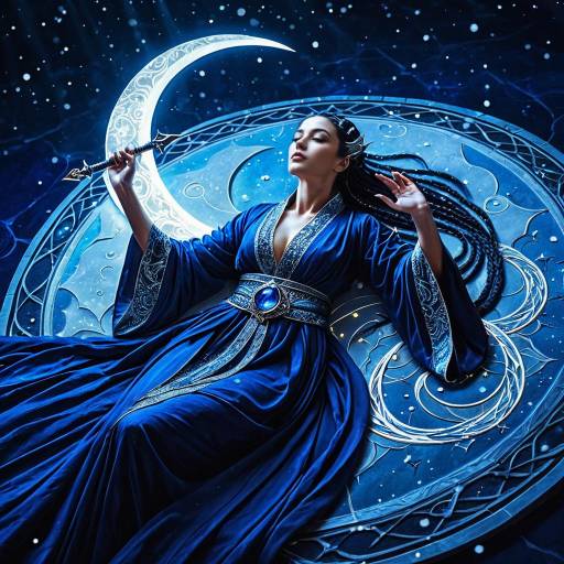 Elegant Mage on Shimmering Blue Surface