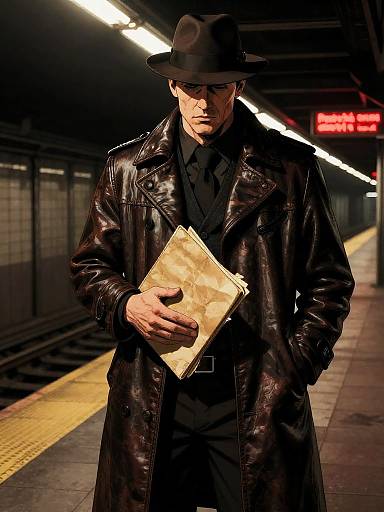 Tired Detective on Abandoned Subway