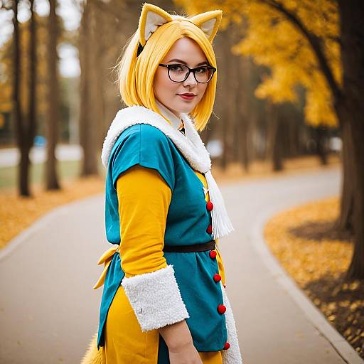 Lifestyle costume photo of Alphys. Cosplay clothes