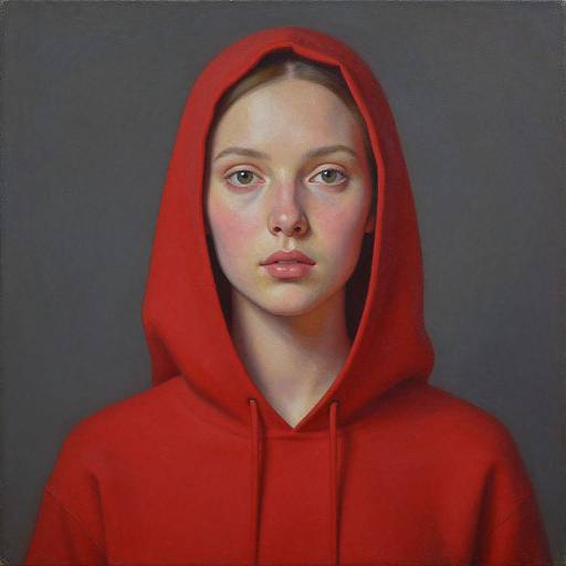 Ultrafine Red-Clad Woman Painting