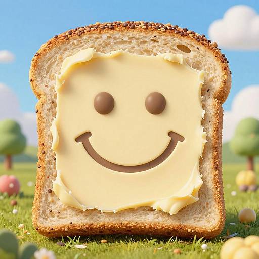 Smiling Multigrain Toast with Butter