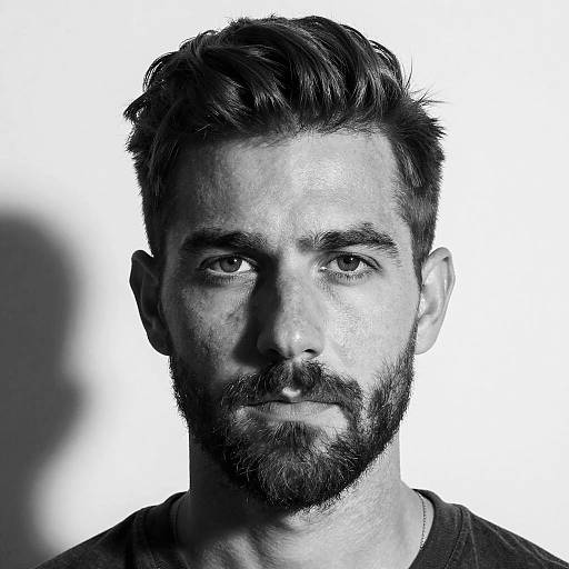 Black and White Portrait of Bearded Man