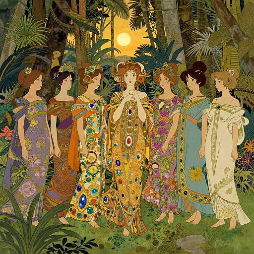 Ethereal Women in Ornate Jungle Dream