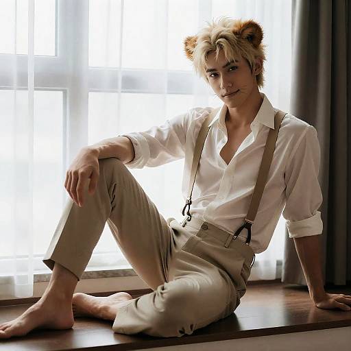 Reclining Lion Furry with Confident Smirk