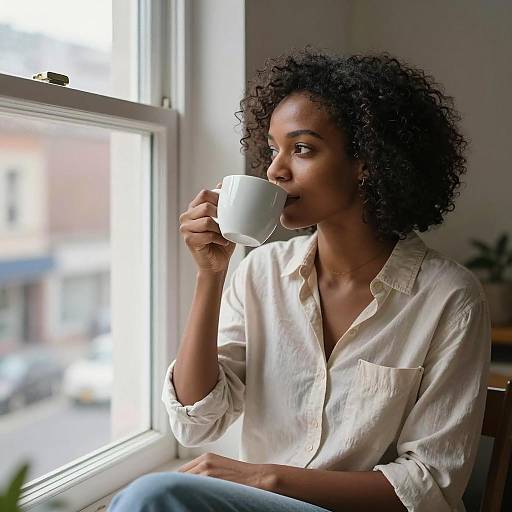 Intimate Coffee Moment in Urban Loft