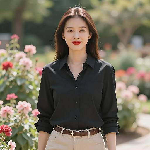 Photorealistic Portrait in Floral Garden