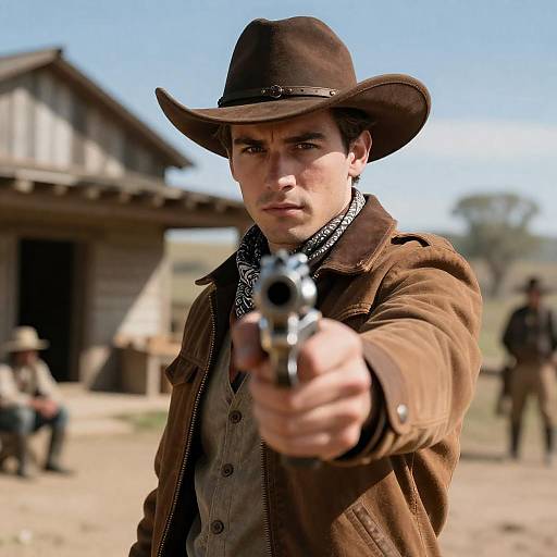 Serious Cowboy with Revolver Photography