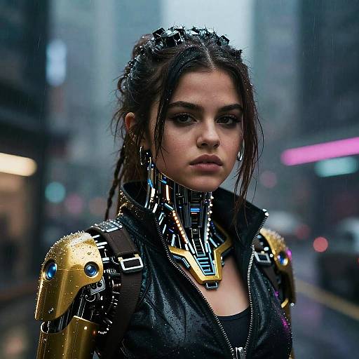 Selena Gomez Cyberpunk Neon Exoskeleton