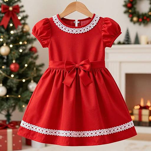 Hispanic Christmas Dress with Trim