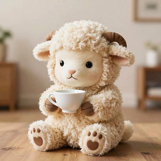 Gentle Lamb with Teacup Doodle