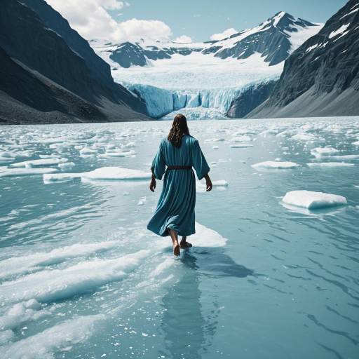 Figure Walking on Glacier Lake