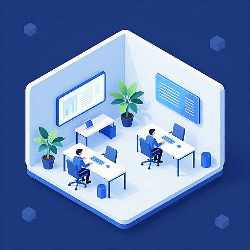 Isometric Tech Startup Office Illustration