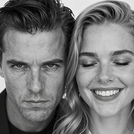 Black and White Close-Up Portrait of Man and Woman