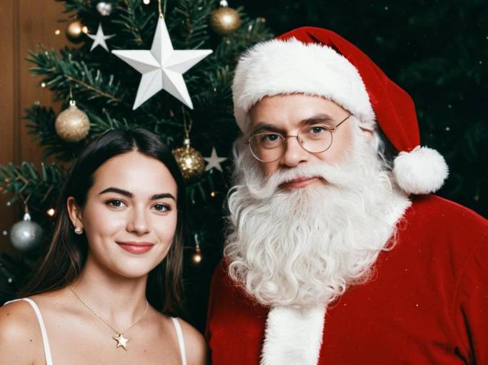 Santa Face Swap by the Christmas Tree