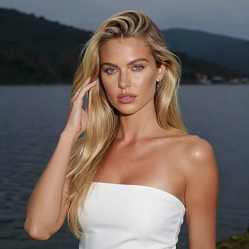 Blonde Woman at Dark Lake Portrait