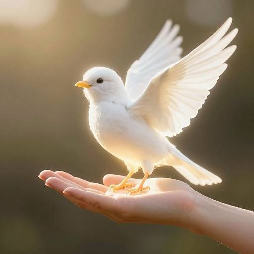 Glowing White Bird on Hand