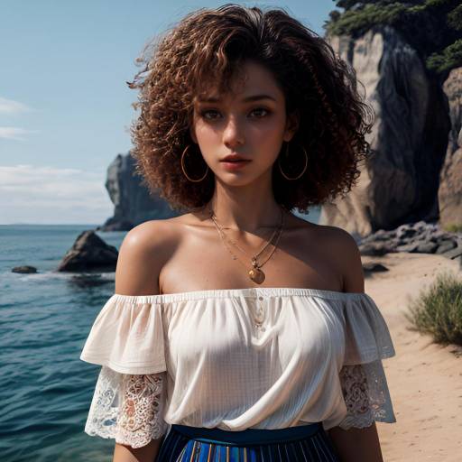 Portrait of a Cheerful Girl at Coast