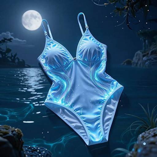 Futuristic AI Bikini on Moonlit Platform