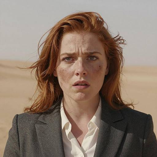 Amazed Businesswoman in Desert Portrait