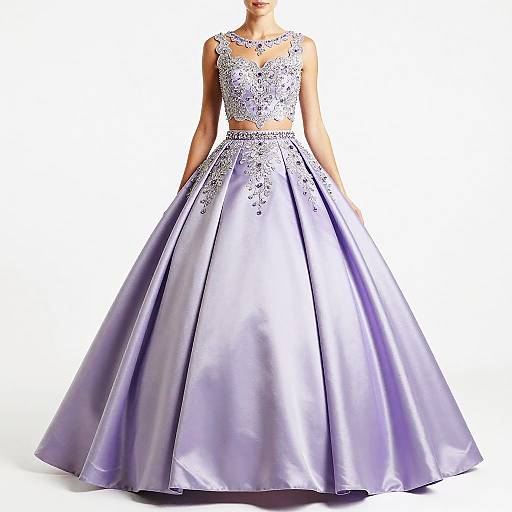 Lilac Two-Piece Satin Ball Gown