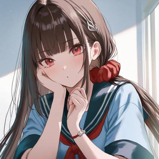 Girl with Red Scrunchie and Hairclip