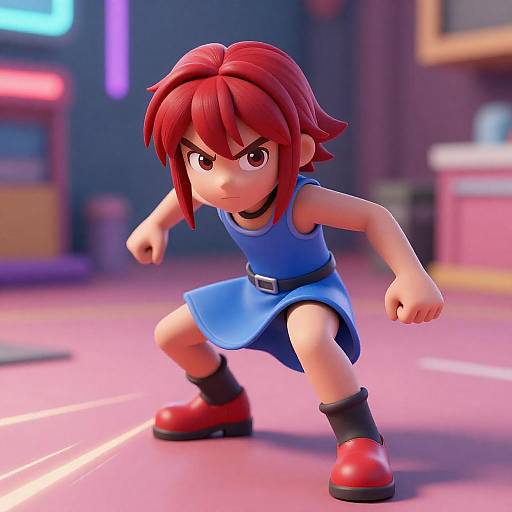 Dynamic Anime Character in Neon Urban Scene