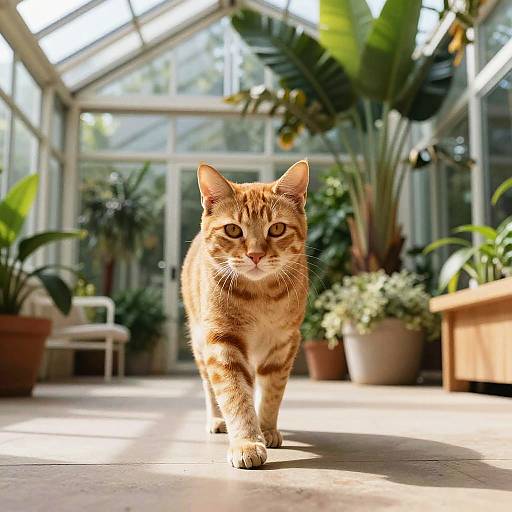 Confident Ginger Tabby in Sunlit Conservatory