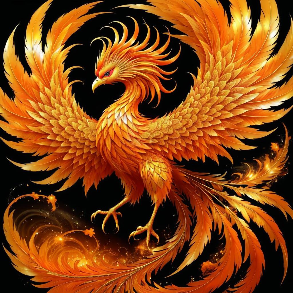 Mystical Phoenix Art in Fiery Colors