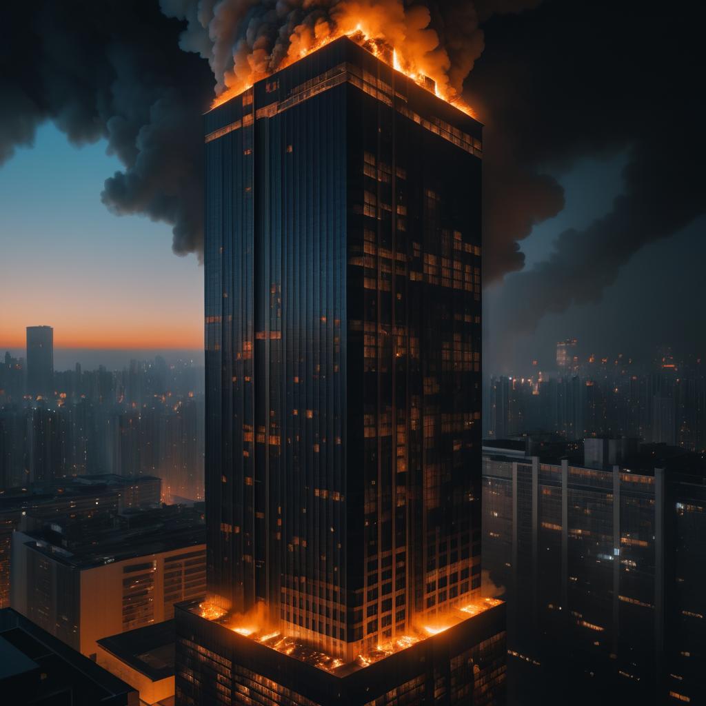 Nighttime Skyscraper Fire in Ultra HD