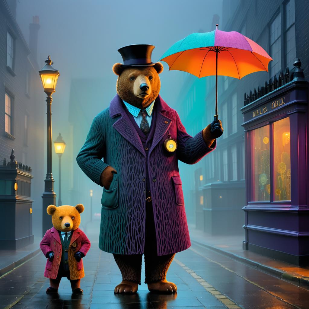 Detective Bear in Foggy London Art