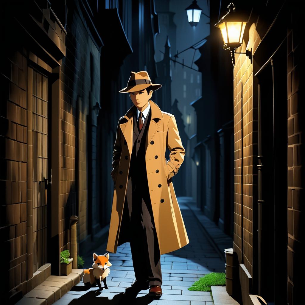 Clever Fox Detective in Mysterious Alley