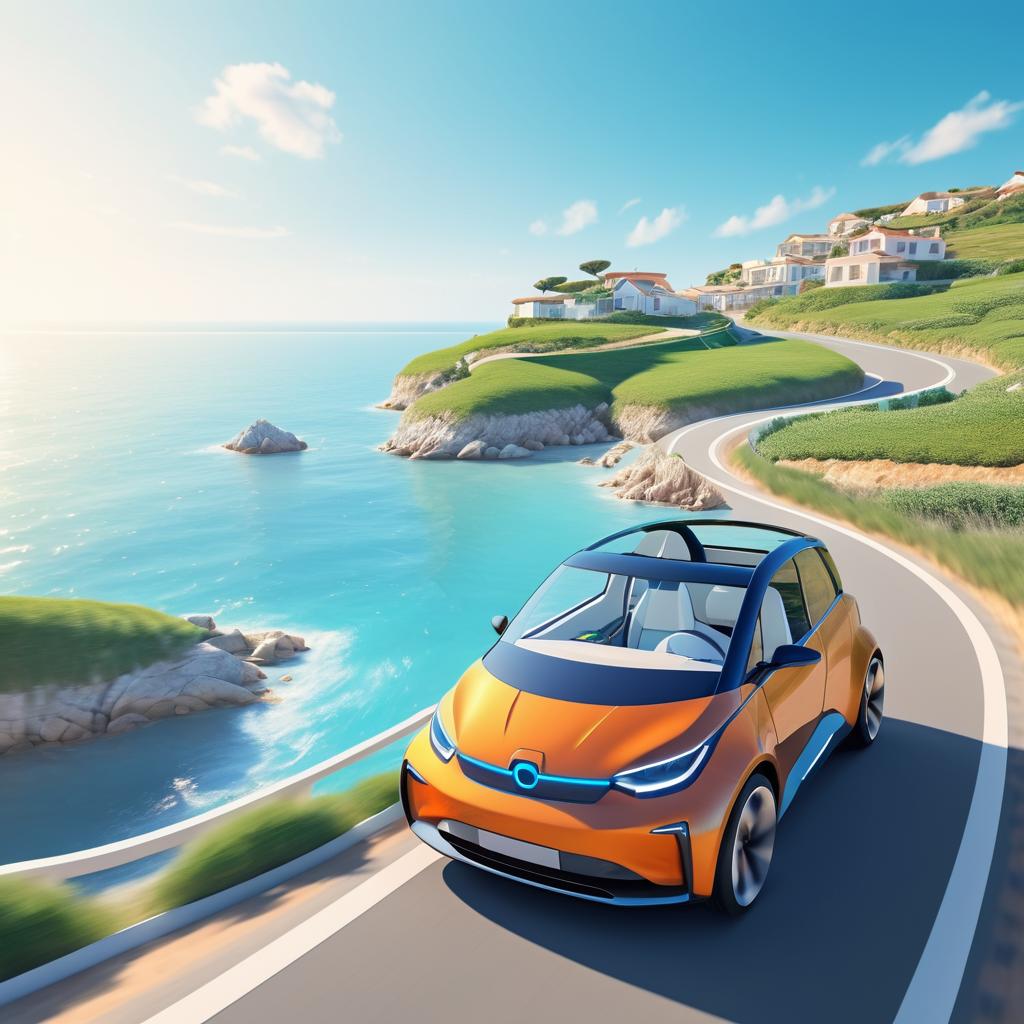 Serene Coastal Drive in a Quirky Electric Car