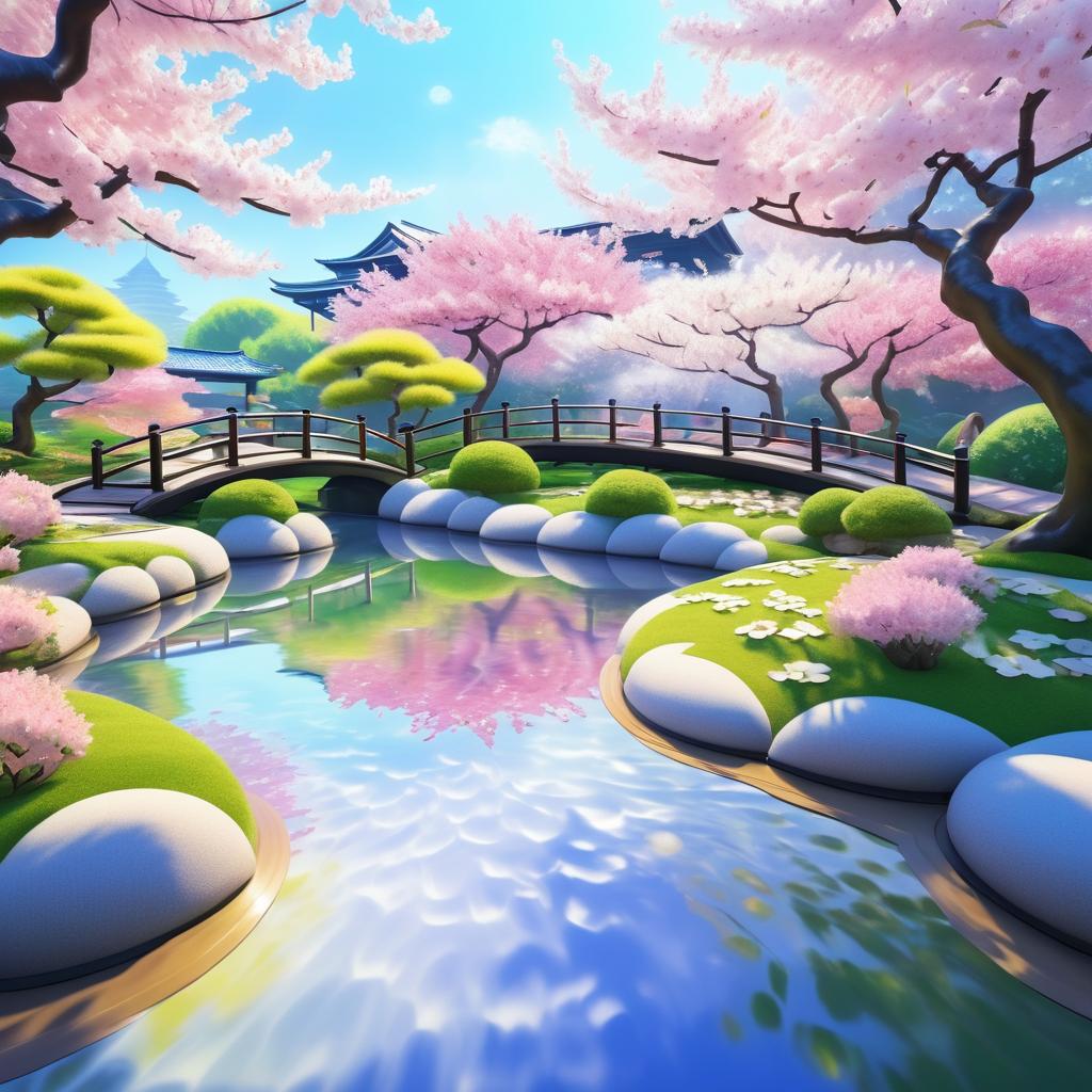 Serene Japanese Zen Garden Illustration