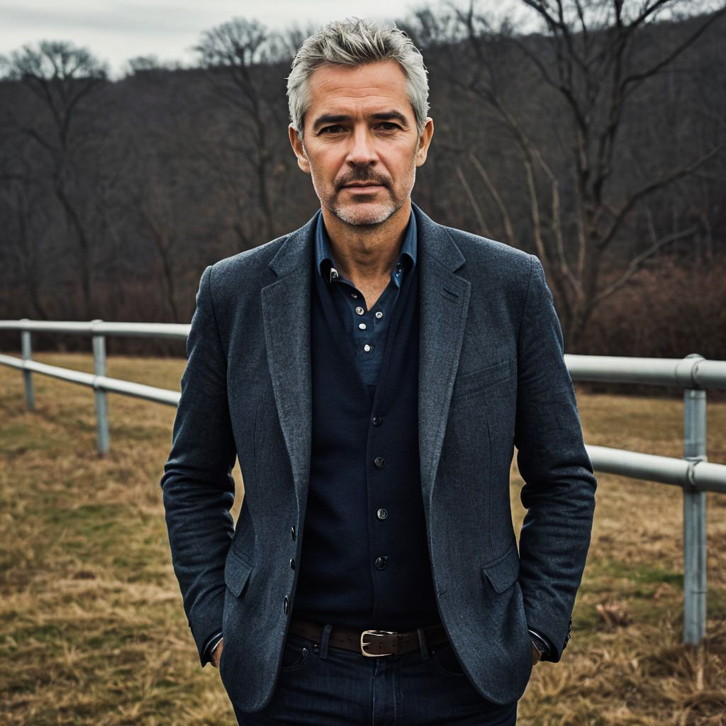 Stylish Gray-Haired Man in Casual Blazer