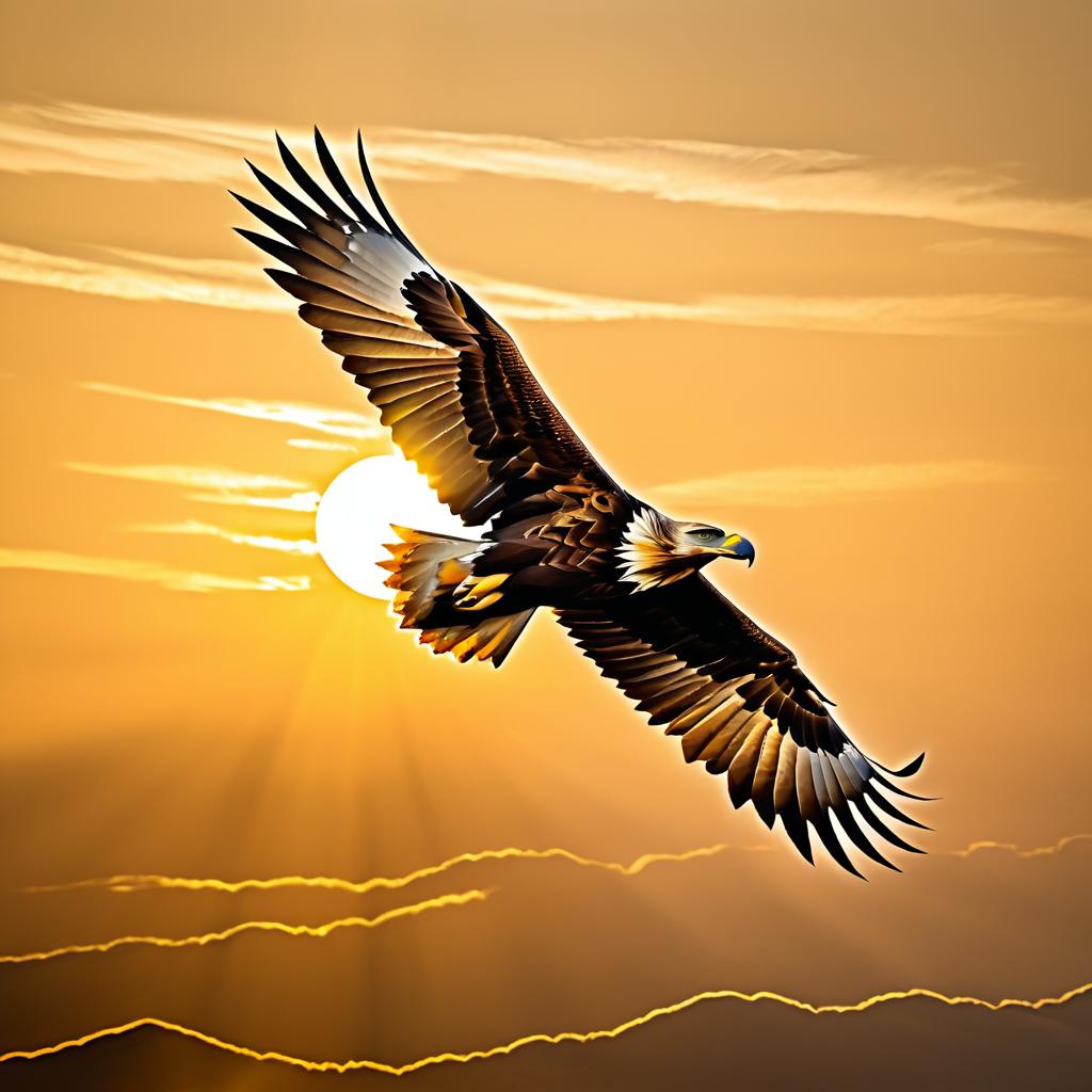 Majestic Eagle Soaring at Golden Sunrise