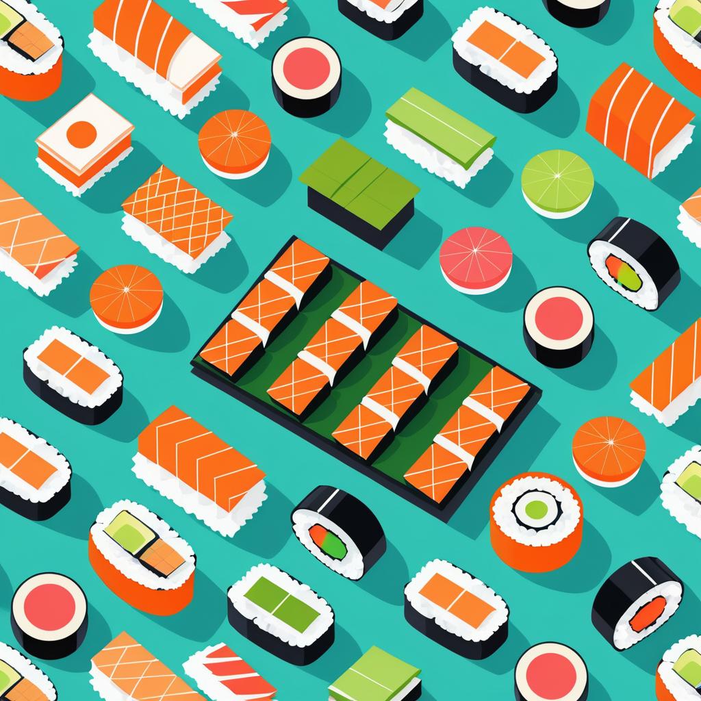 Zero Gravity Sushi Cartoon Illustration