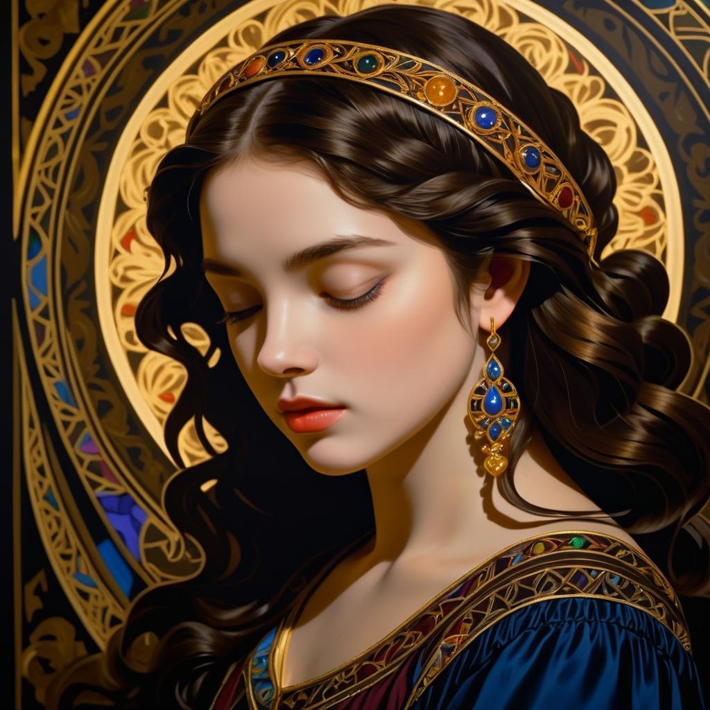 Brunette Girl in Classical Art Style