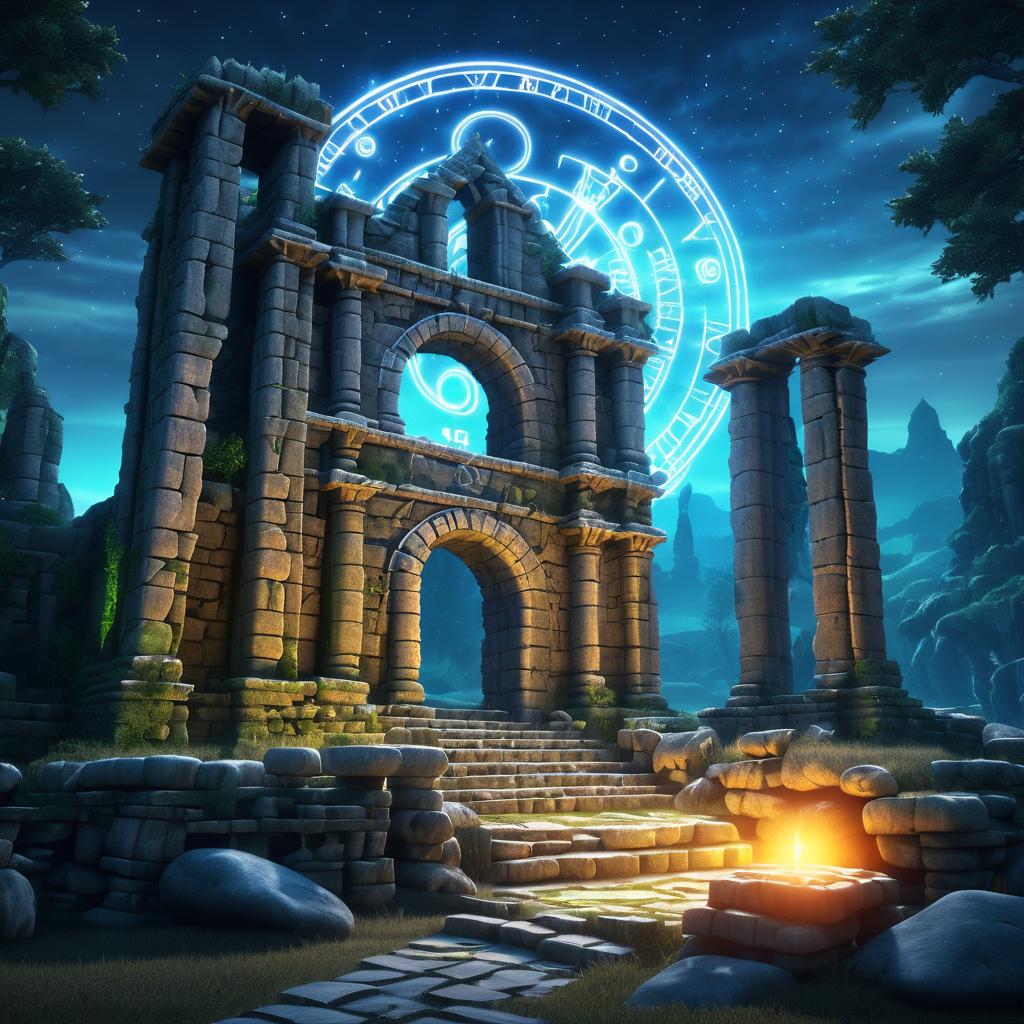 Ancient Ruins with Glowing Runes