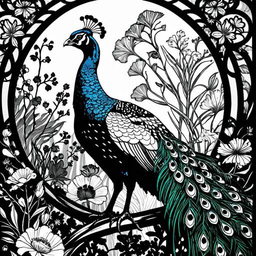 Art Nouveau Peacock Illustration